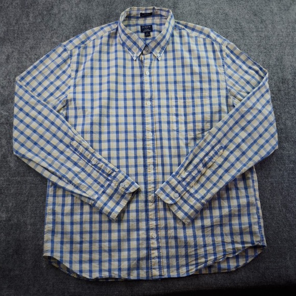 J. Crew Factory Other - J Crew Flex Washed Shirt XL Slim Untucked Blue Yellow‎ Check Long Sleeve Button